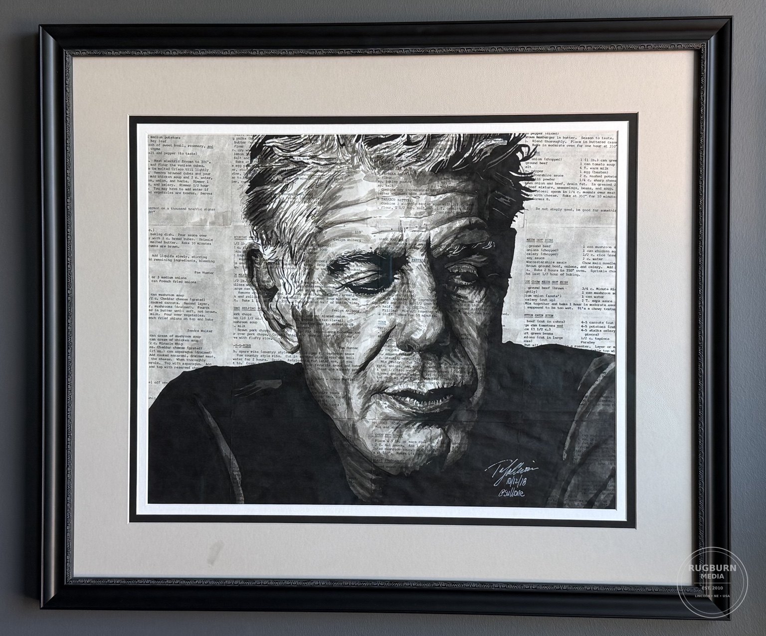 Anthony Bourdain original black ink drawing by Tom Sullivan